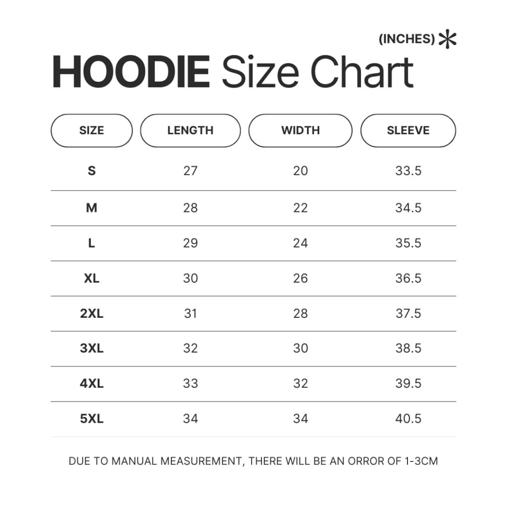 Hoodie Size Chart - Dragons Dogma Store