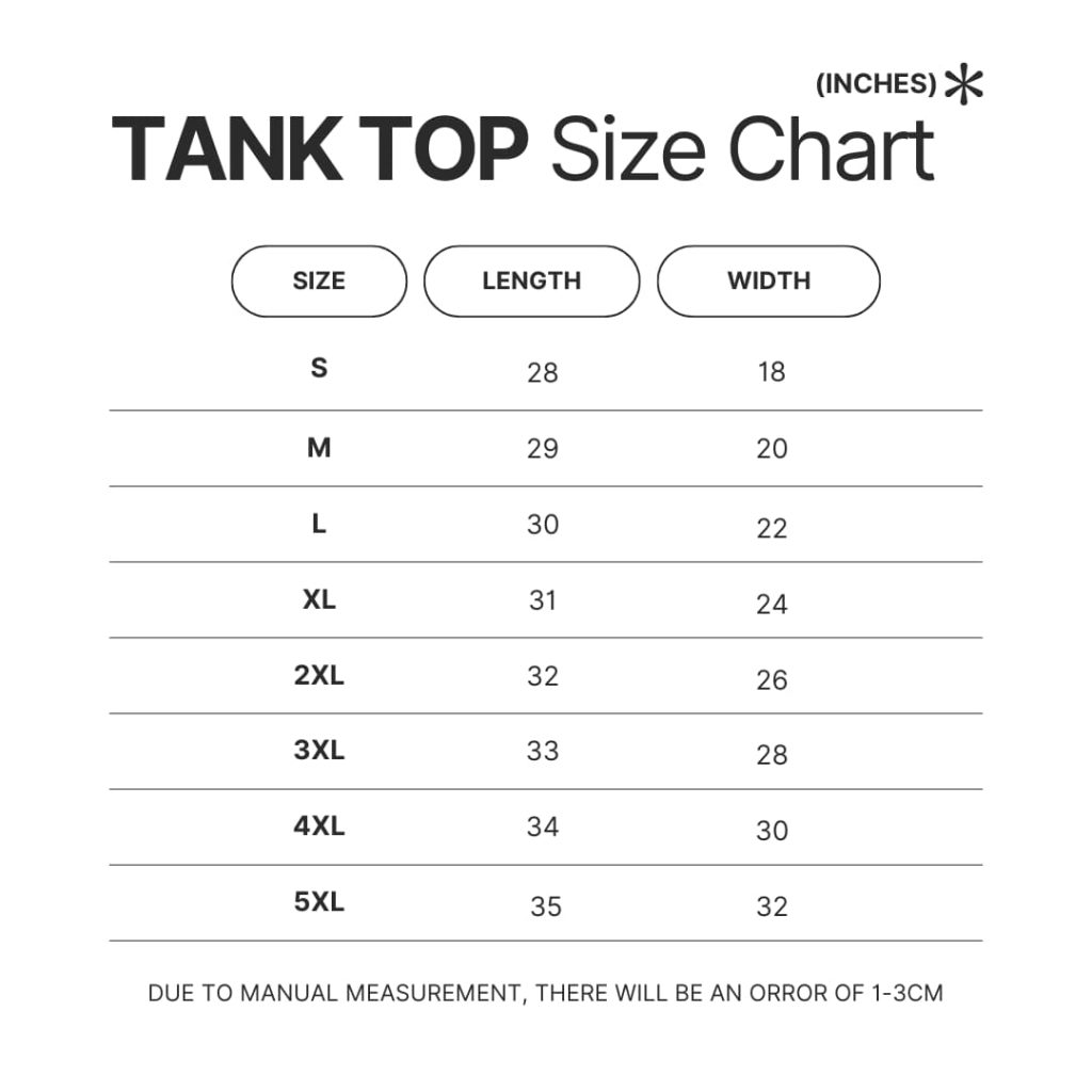 Tank Top Size Chart - Dragons Dogma Store