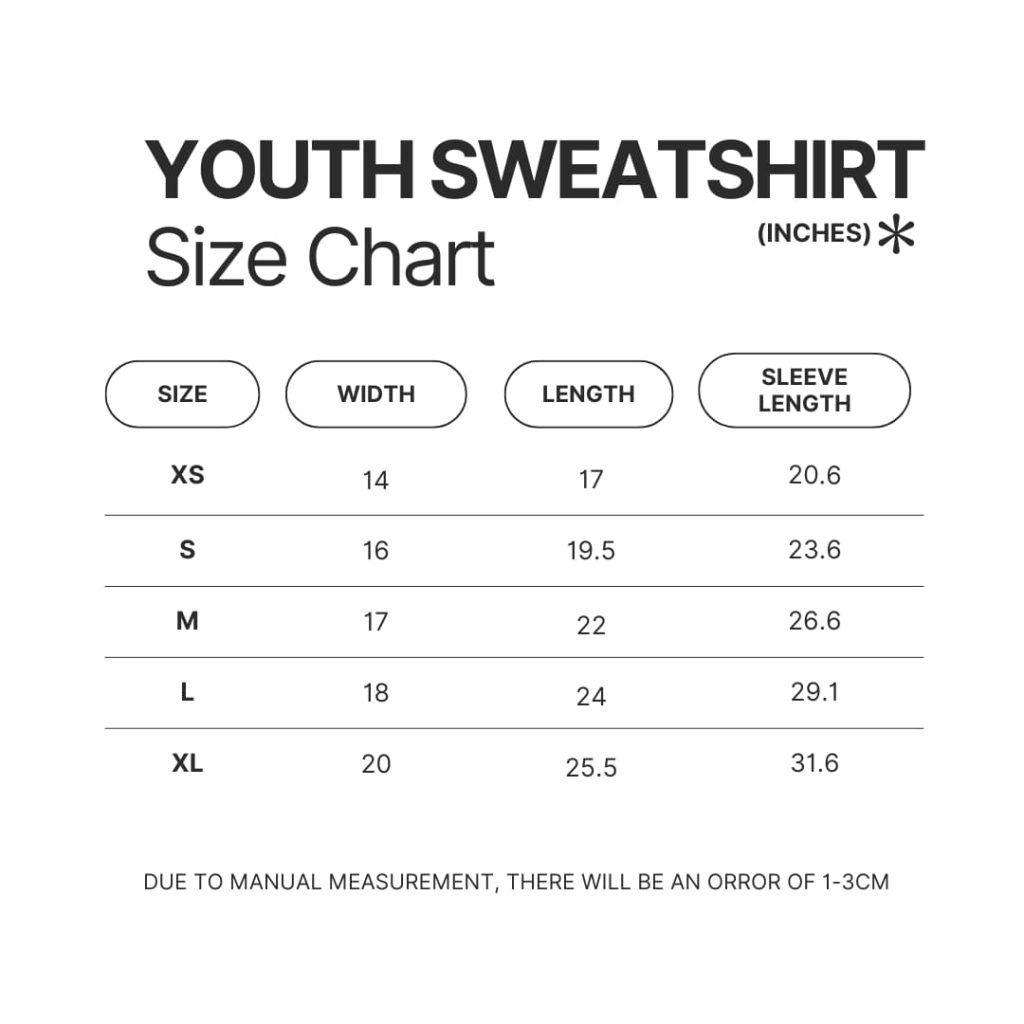 Youth Sweatshirt Size Chart - Dragons Dogma Store